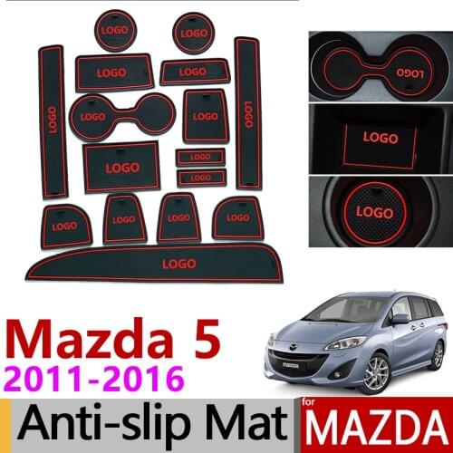 Anti-Slip Gate Slot Mat Rubber Coaster for Mazda 5 Premacy 2011 2012 2013 2014 2015 2016 MK3 Mazda5 Accessories Car Stickers