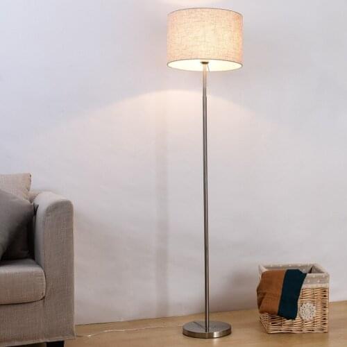 Modern Simple Led Floor Lamps for Living Room Lamp Stand Light Fixtures Bedroom Office Fabric Silver Standing Home Lighting Deco