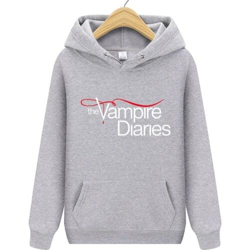 Men Women Fashion Hooded Sweatshirt The Vampire Diaries Hoodies TV Series Solid Color Print Streetwear Hoodie Pullover Tops Coat