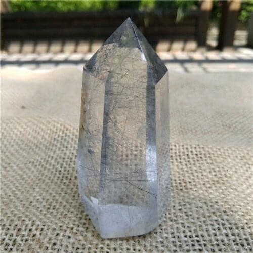 Amazing Rutilated Quartz Wand Hair Crystal Tower Chakra Healing Meditation Crystal Obelisk Gift Home Decoration Crystal w Rutile