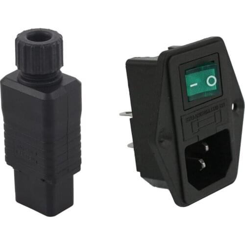 AC 10A 250V IEC320 C14 Inlet Module with Neon Lamp Rocker Switch & C19 Connector - IEC 60320 C 19, Rated 20A, 110V-250V