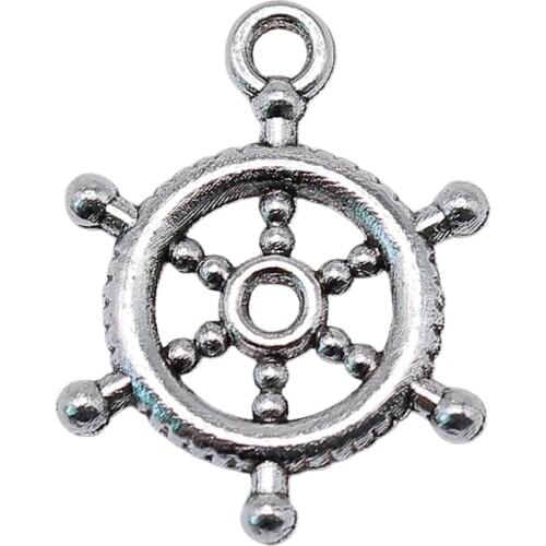 WYSIWYG 10pcs 20x15mm Vintage Rudder Charm For Jewelry Making 2 Colors Rudder Pendants Charm