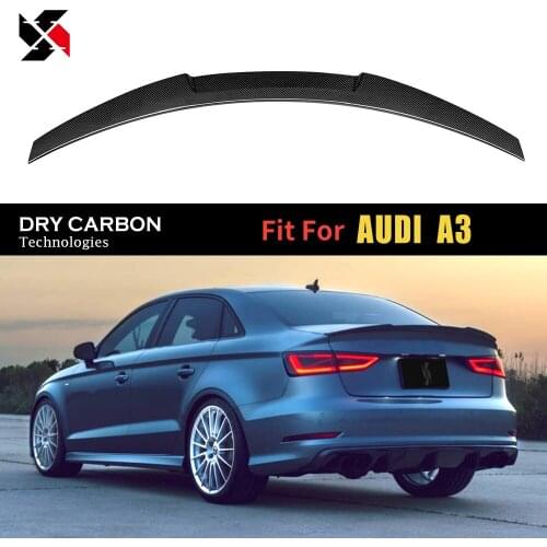 Rear Trunk Tail Spoiler Wings Real Carbon Fiber Car Decor Spoilers Fit For Audi A3 2013-2019 8V Sedan Convertible