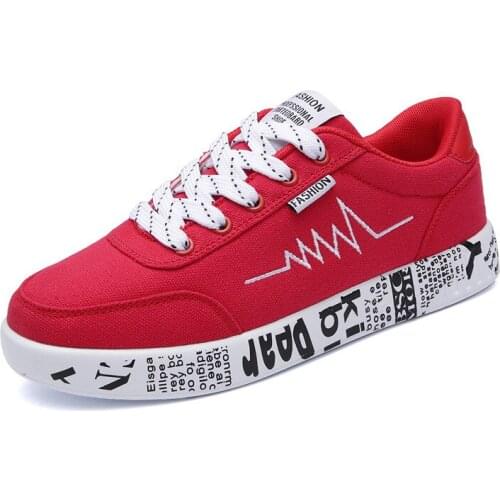 2019 Fashion Women Vulcanized Shoes Sneakers Ladies Lace-up Casual Shoes Breathable Walking Canvas Shoes Graffiti Flat Plus Size