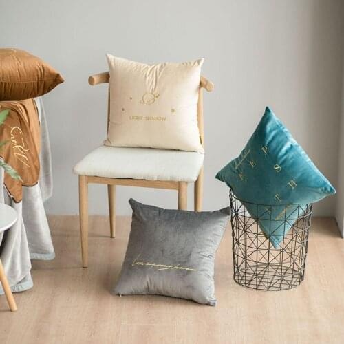 1Pcs Soft Velvet Cushion Cover Embroidered Pillow Covers Decorative Living Room Sofa Car Home Decor Pillow Case 45x45cm