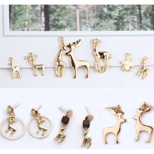 10pcs Diy Jewelry Accessories Alloy Forest Geometry Elk Earrings Material Bracelet Necklace Pendant Wholesale