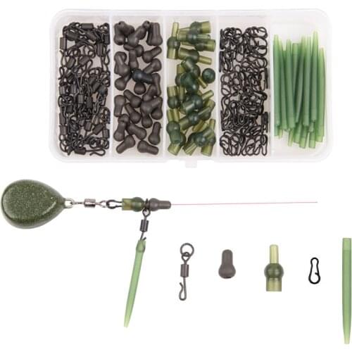 100-150Pcs/box Carp fishing tackle Matte snaps Rolling Swivels Anti Tangle Sleeves Rubber Tulip Bead for carp rigs accessories