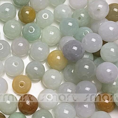 100PCS Three-Color Grade A Natural Burma Jade Gemstone Round Loose Beads 7.5-8mm