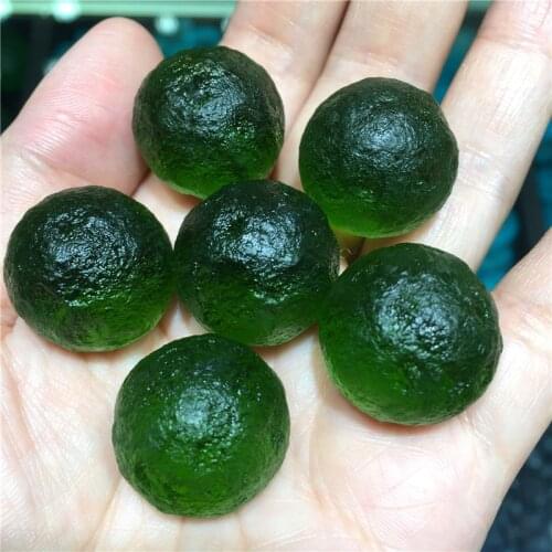 20mm Natural Meteorite GEM MOLDAVITE ball Glass Czech fall rough aerolite crystal Energy stone