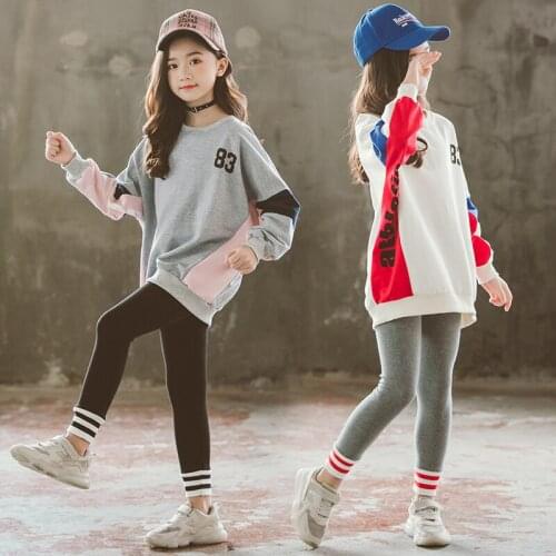 2019 Spring Clothing Set For Girls 8 9 10 12 13 Years Sports Suit Teenagers Baby Girls School Costume Cotton T-shirt + Leggnings