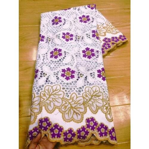 2020 African 100% Cotton Swiss Voile Lace Fabrics Embroidery in Switzerland Garment Dubai Style Lace materials 5 Yards for Dress