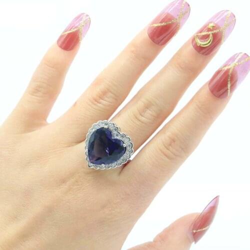 20x16mm Lovely Cute Raspberry Rhodolite Garnet Cubic Zircon For Women Bride Wedding 925 Sterling Silver Rings Wholesale