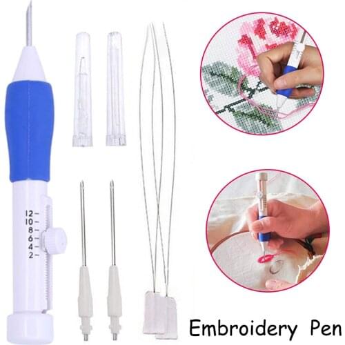 3 needle 2 threader ABS plastic DIY magic embroidery pen set Practical knitting needle tool fancy interchangeable punch needle