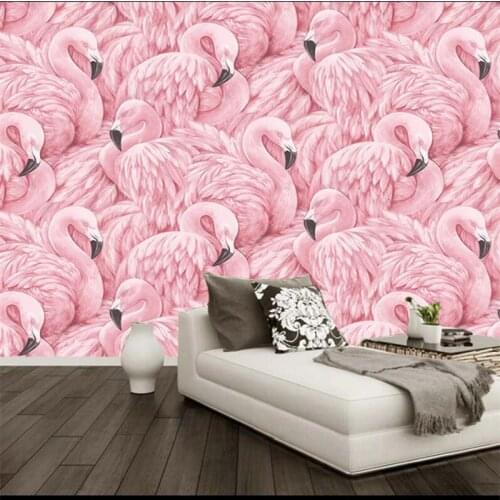 Wellyu wall papers home decor Custom wallpaper Flamingo background wall papel de parede 3d wallpaper for walls 3 d behang