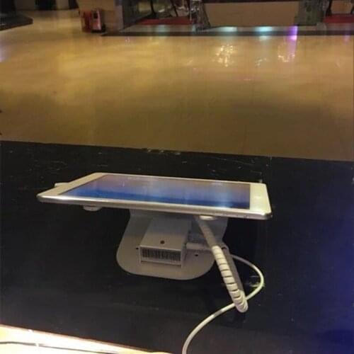 4 set/lot ) sliver color aluminiu material sticker and screw fixed hotel front desk tablet kiosk anti lost charger holder