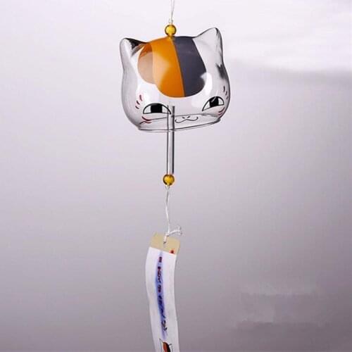 8pcs/pack 7cm*8cm Japan Style Glass Bell Hand Drawing Glass Windchime Friend Gift Hand Painting Cat Hanging Home Decorative