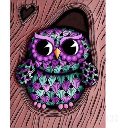 Diamant Diy 3D Diamond Painting Cross Stitch Owl Standing On The Tree Hole Needlework Diamond Embroidery Full Diamond Decorative