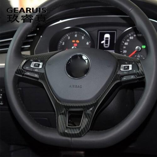 Car Styling Carbon fiber For Volkswagen vw Passat CC Polo Tiguan Touran Jetta Golf7 MK7 Steering Wheel frame Cover Stickers Trim