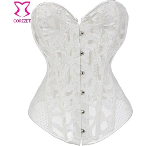 Faux Leather Fishnet White Corset Sexy Erotic Bridal Lingerie Hot Women Corsets and Bustiers Gothic Clothing Bustier Plus Size