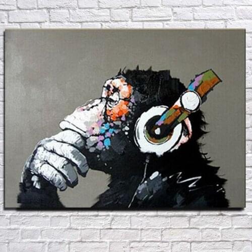 Free shipping handpainted 1 piece modern abstract monkey decor oil painting wall art picture on canvas home decoration no frame