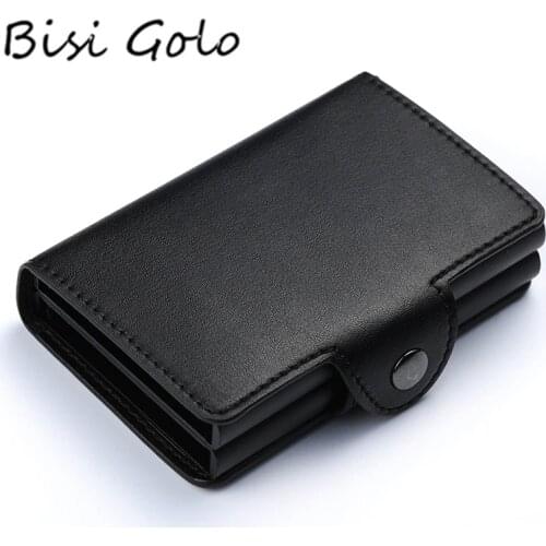 BISI GORO 2020 Card Wallet Case ID Metal Credit Card Holders With RFID Vintage Business 2 Aluminum Wallet for Credit Card