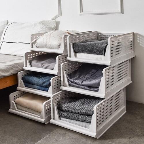 Large Capacity Drawer Type Stackable Clothes Storage Basket Household Wardrobe Plastic Storage Rack