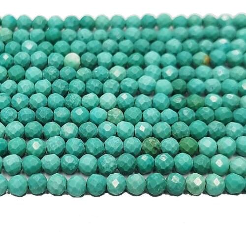 Natural Stone Loose Beads 3mm Turquoise Angle Round Faceted Beading Making DIY Bracelet Necklace Earring Jewelry Accessories