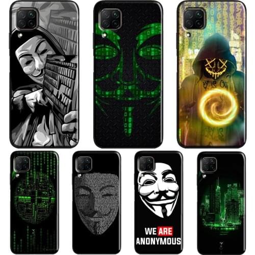 Anonymous Hacker Case For Huawei P30 Lite P20 P40 Pro Mate 20 P Smart 2021 2019 Nova 5T Honor 9X 8X 10i 8A