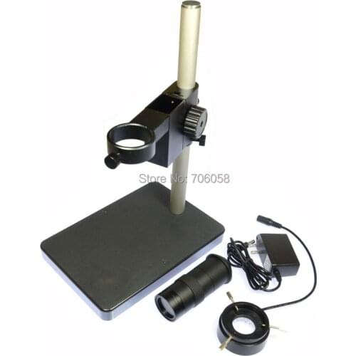 Digital Industry Lab Microscope Lens Table Stand Dual Ring Holder + 8X-100X C-Mount Lens + 40 LED Ring Right