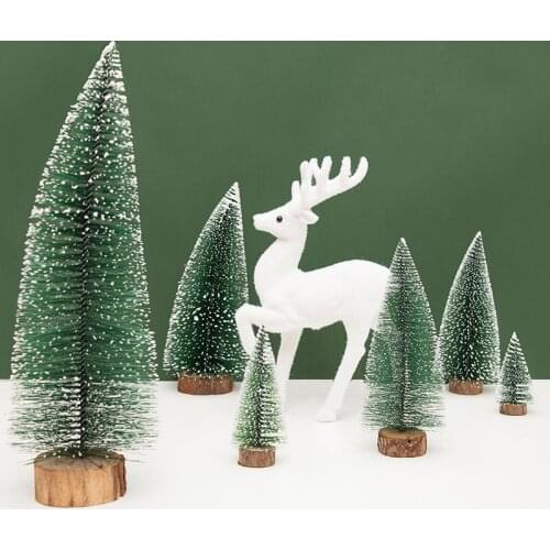 Wooden Christmas Tree Miniature Figurines Party Table Fairy Garden Decoration 2019 Christmas Decorations For Home Office
