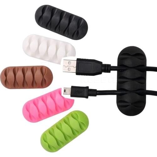 Caldecott 10pcs Winder Earphone Cable Organizer Wire Storage Silicon CC-947 Charger Desktop Cable Holder Clips for,Earphone
