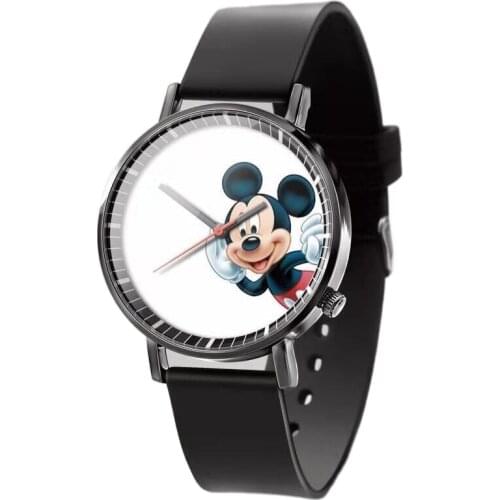 Disney Mickey Minnie Boys Girls Childrens Quartz Watch Silicone Belt Glass Dial Anime Cartoon Fashion Cute Casual Gifts