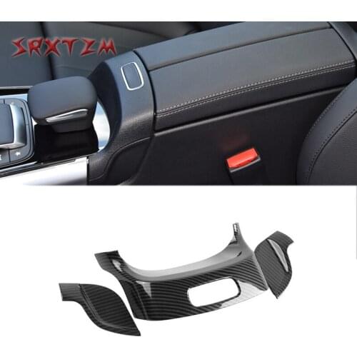 For Mercedes Benz B Glb Class W247 X247 Abs Carbon Fiber Car Interior Armrest Box Switch Buttons Frame Cover Sticker