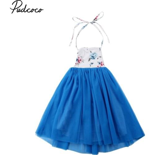 1-7Years Girl Flower Dress Lace Floral Princess Dress Halter Backless Party Pageant Wedding Mesh Dresses Sundress