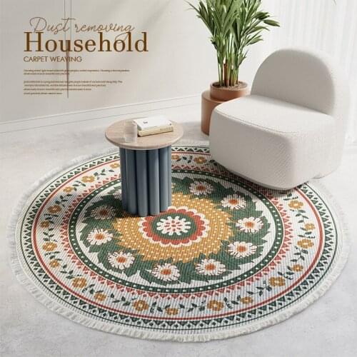Bohemian Folk Knitting Floor Pad Round Tea Table Rug Bedroom Cloakroom Dressing Tables Rocking Chair Carpet