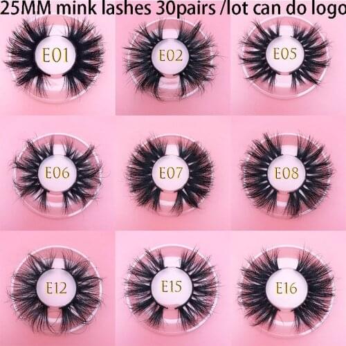 30pairs Wholesale 3D Mink Eyelashes MIKIWI 25mm hand made mink hair eyelash Soft Natural lashes Makeup 3d volume False Eyelashes