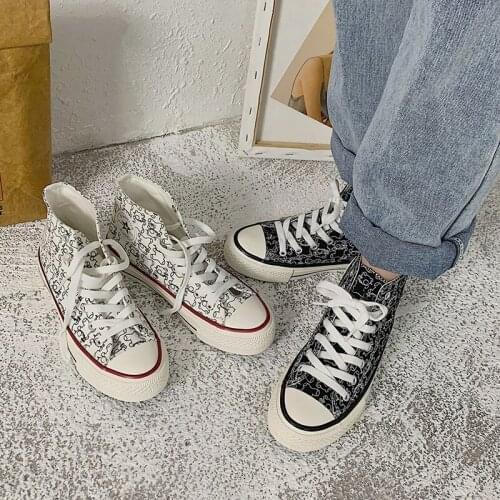 New womens spring fashion vulcanized shoes non-slip graffiti comfortable color matching personality trend womens shoes U20-87