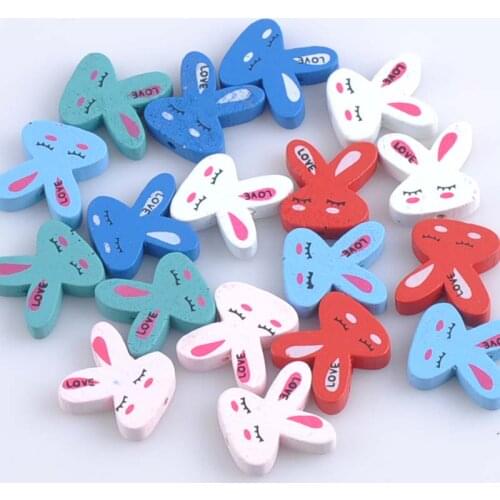 2018 New Mixed Cute Lovely Rabbit Wooden Spacer Beads For Jewelry making DIY 21x21mm 20 pcs MT1437X