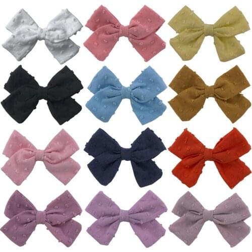 Baby Girls Hair Clips Bubble Jacquard Fabric Bow Barrette For kids Polka Dot Hairpin Cotton Linen Side Clip Children Vocation