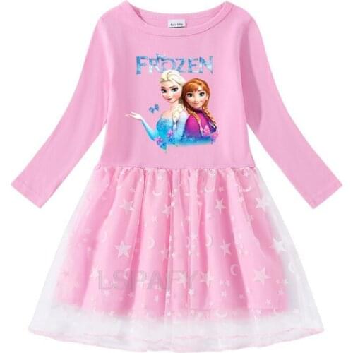 Elsa Dress New Autumn Long Sleeve Lace Cartoon Frozen Princess Dresses Toddler Cute Kids Clothes