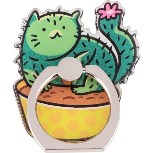 R2341 New Cactus Cat Universal Creative Mobile Phone Ring Stand Anti-drop Ring Buckle Lazy Bracket Phone Accessories