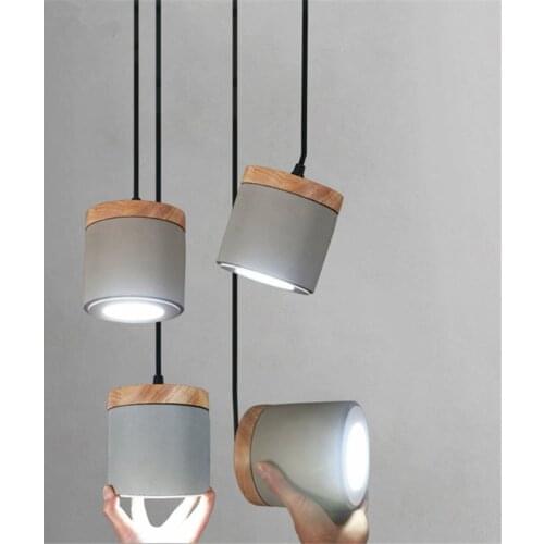 Nordic wood pendant lamp Led cement lamp for Living Room Kitchen Indoor linear pendant light Deco led hanging lamp for living ro