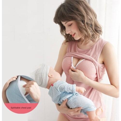 Maternity Sling Nursing Vest Cotton Pregnancy Underwear Seamless No Rims Breastfeeding Clothes Postpartum Thin Base Shirt