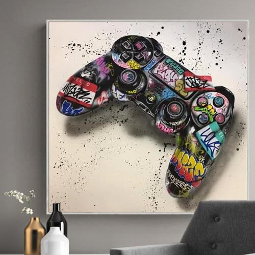 Modern Graffiti Art Posters and Prints on the Wall Canvas Art Painting Abstract Gamepad Picture for Living Room Wall Decor