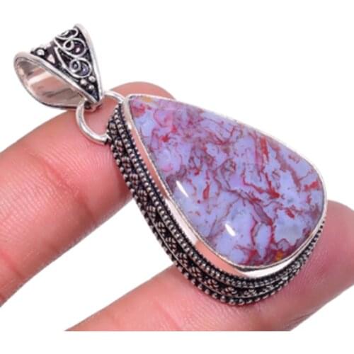Bloodstone Antique Pendant Silver Overlay over Copper , 49 mm, P5436