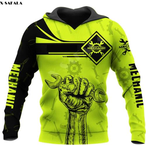 Mechanic Tattoo Jobs Skull Name Flag 3D All Printed Hoodie Man Women Harajuku Outwear Zipper Pullover Sweatshirt Casual Jacket