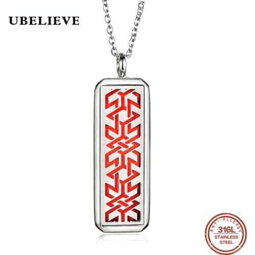 UBELIEVE 316L Stainless Steel Pendant Essential Oil Perfume Locket Retangle Necklace With Free Felt Pad
