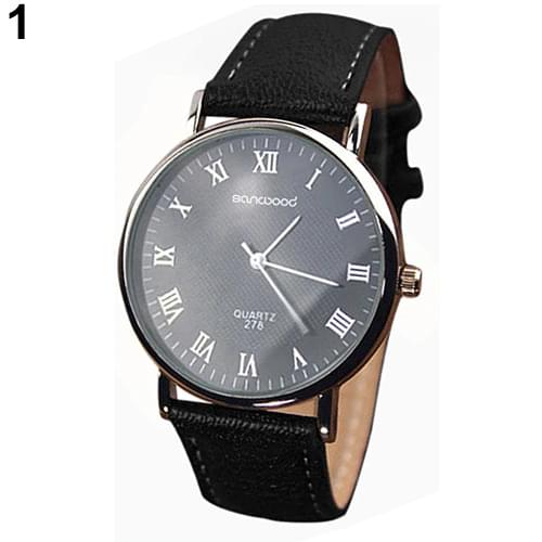Gorgeous!!! 2017 hot Mens Roman Numerals Faux Leather Band Quartz Analog Business Wrist Watch 4DAU 6T5M