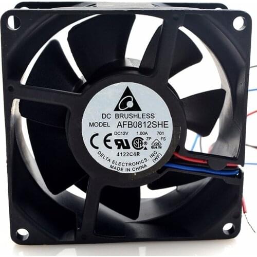 Delta AFB0812SHE 8038 80*80*38mm 8CM DC 12V 1.0A 5000RPM 72.26CFM powerful dual ball bearing cooling fan