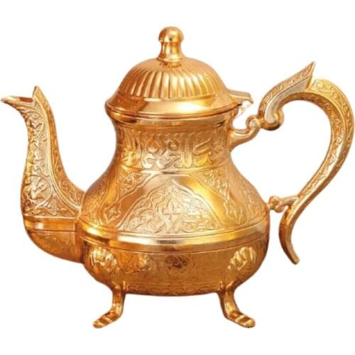 Vintage Style Zinc Casting Tea Pot Gold Color Silver Turkish Teapots Arabic Tea Pot Tea Set Traditional
